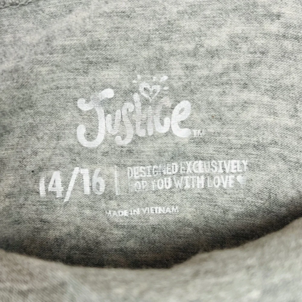 Justice Girls Grey Rainbow Glitter Love Justice Tube Top Strapless Shirt Size 14